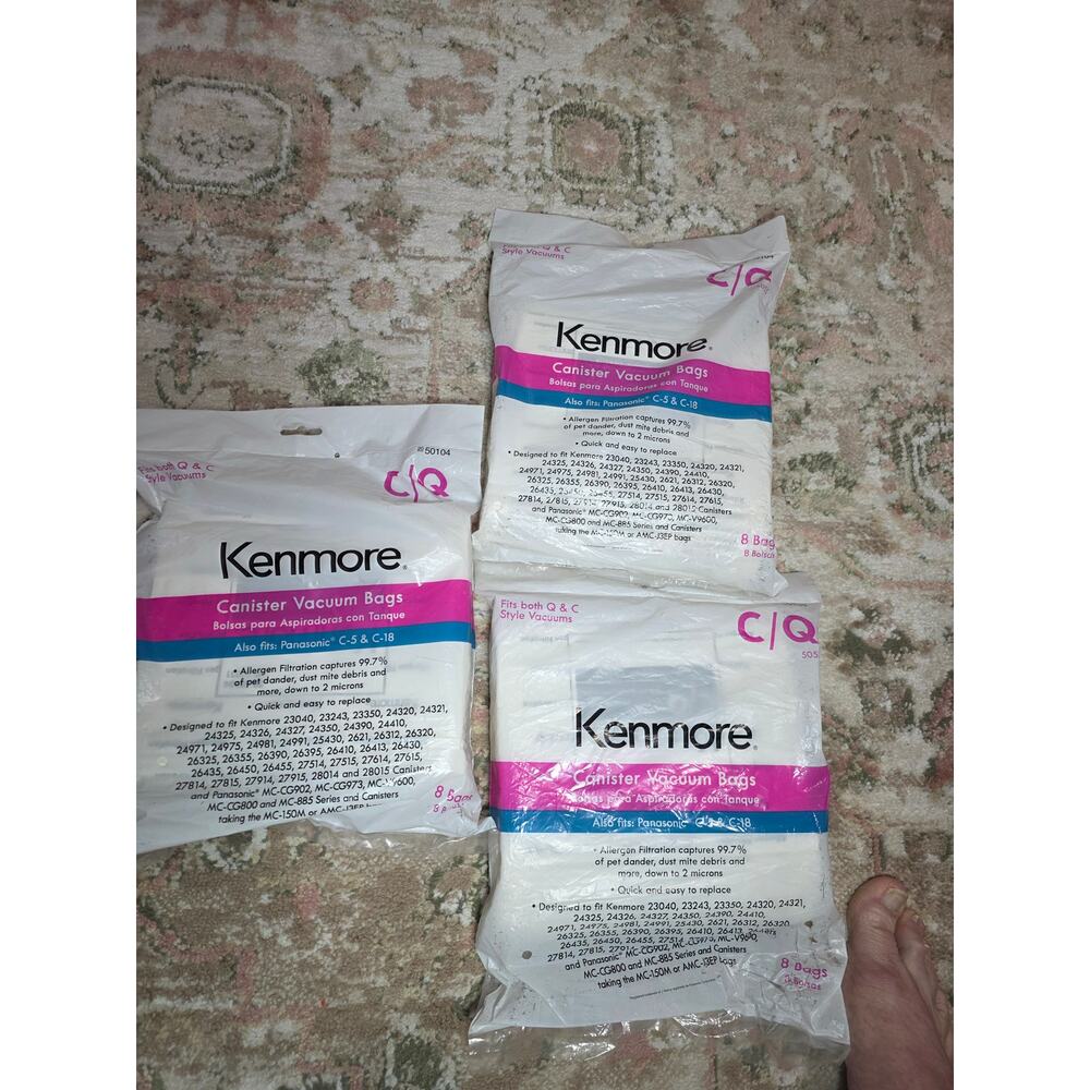Kenmore Canister Vacuum Bags -3 packages of 8. 24 bags